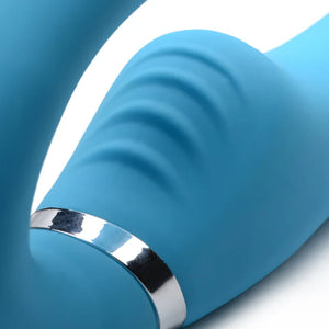 10x Mighty Rider Vibrating Strapless Strap-on - Blue - MyPleasure