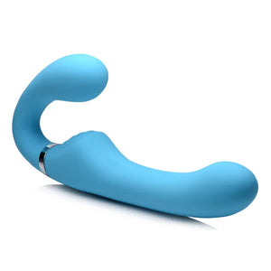 10x Mighty Rider Vibrating Strapless Strap-on - Blue - MyPleasure