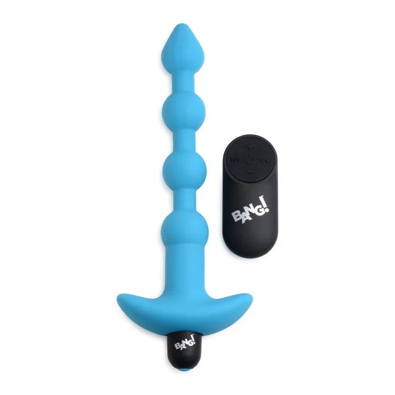 Bang - Vibrating Silicone Anal Beads and Remote Control - Blue