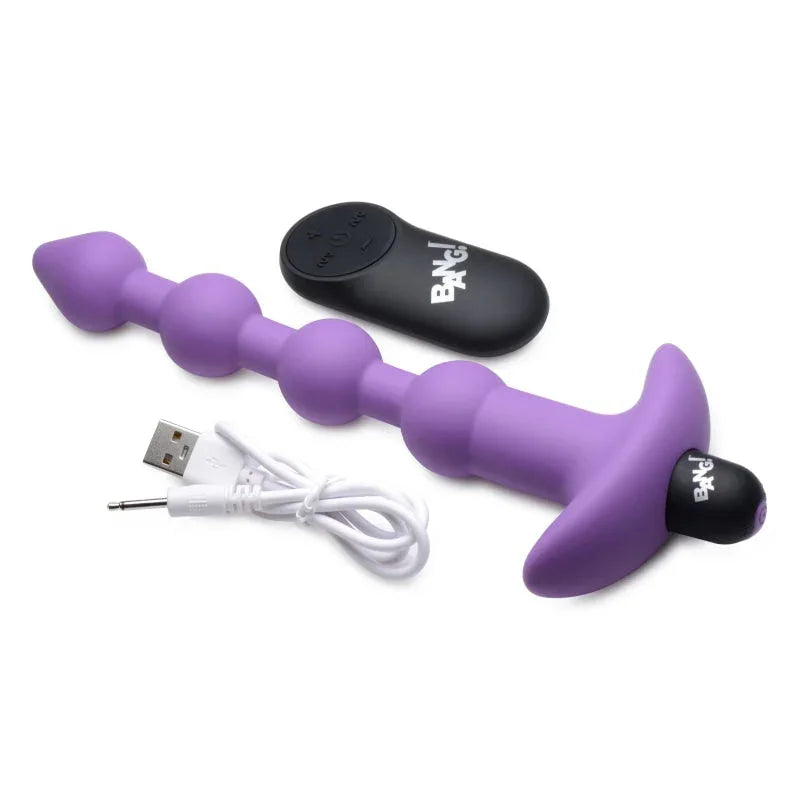 Bang - Vibrating Silicone Anal Beads and Remote Control - Purple