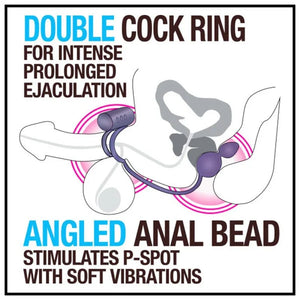 Anal Adventures - Platinum - Silicone Anal Ball With Vibrating C-Ring - Black