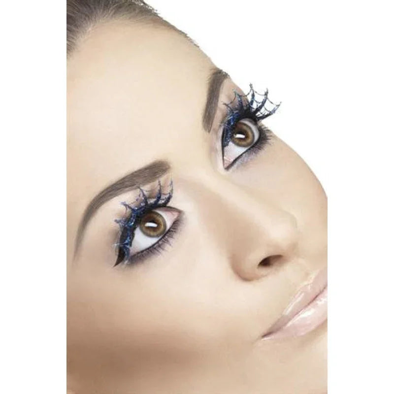Blue Glitter Spiderweb Eyelashes