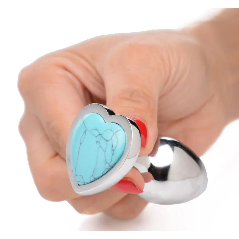 Turquoise Heart Anal Plug - Small