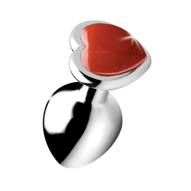 Red Jasper Heart Anal Plug - Small