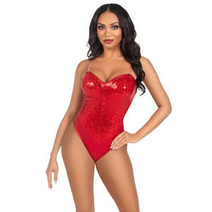 2 Pc Sequin Bodysuit - Large - Red - MyPleasure
