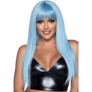 24 Inch Long Straight Bang Wig Blue - MyPleasure