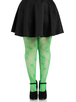 Clover Net Tights - 1x 2x - Green