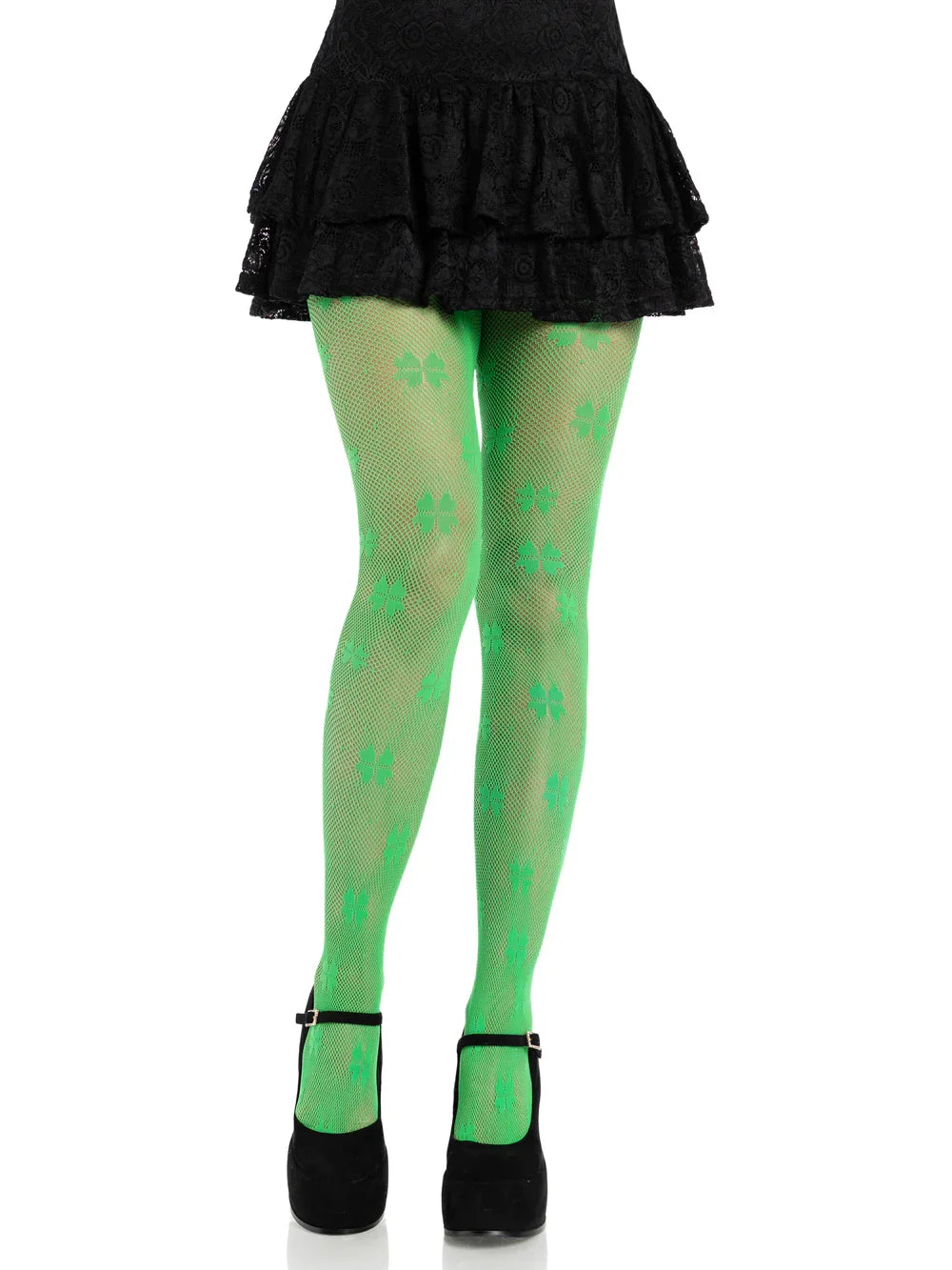 Clover Net Tights - Os - Green