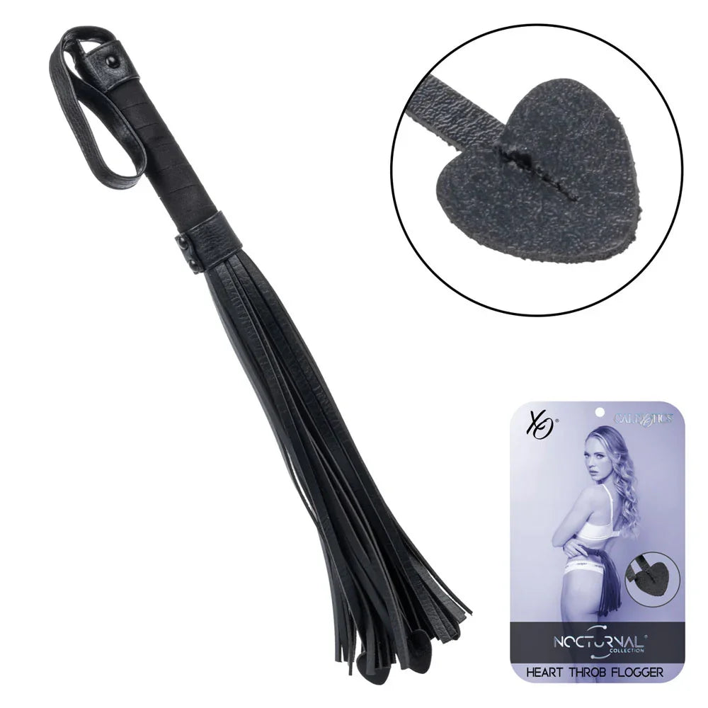 Nocturnal Collection Heart Throb Flogger - Black