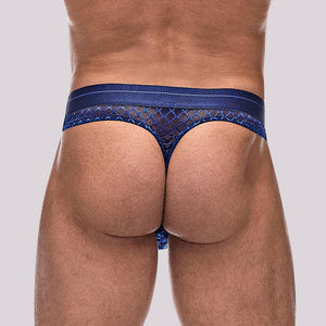 Diamond Mesh Thong - Navy - L/xl