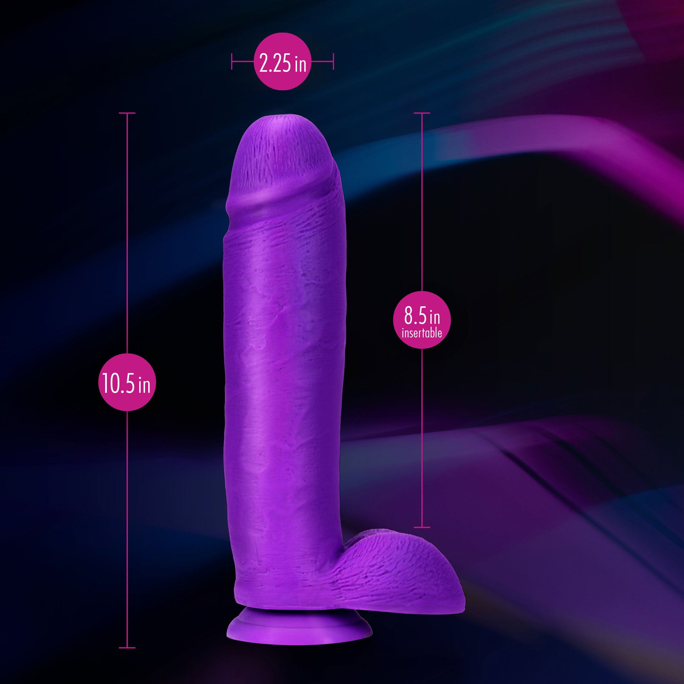 Neo Elite - 10 Inch Silicone Dual Density Cock With Balls - Neon Purple