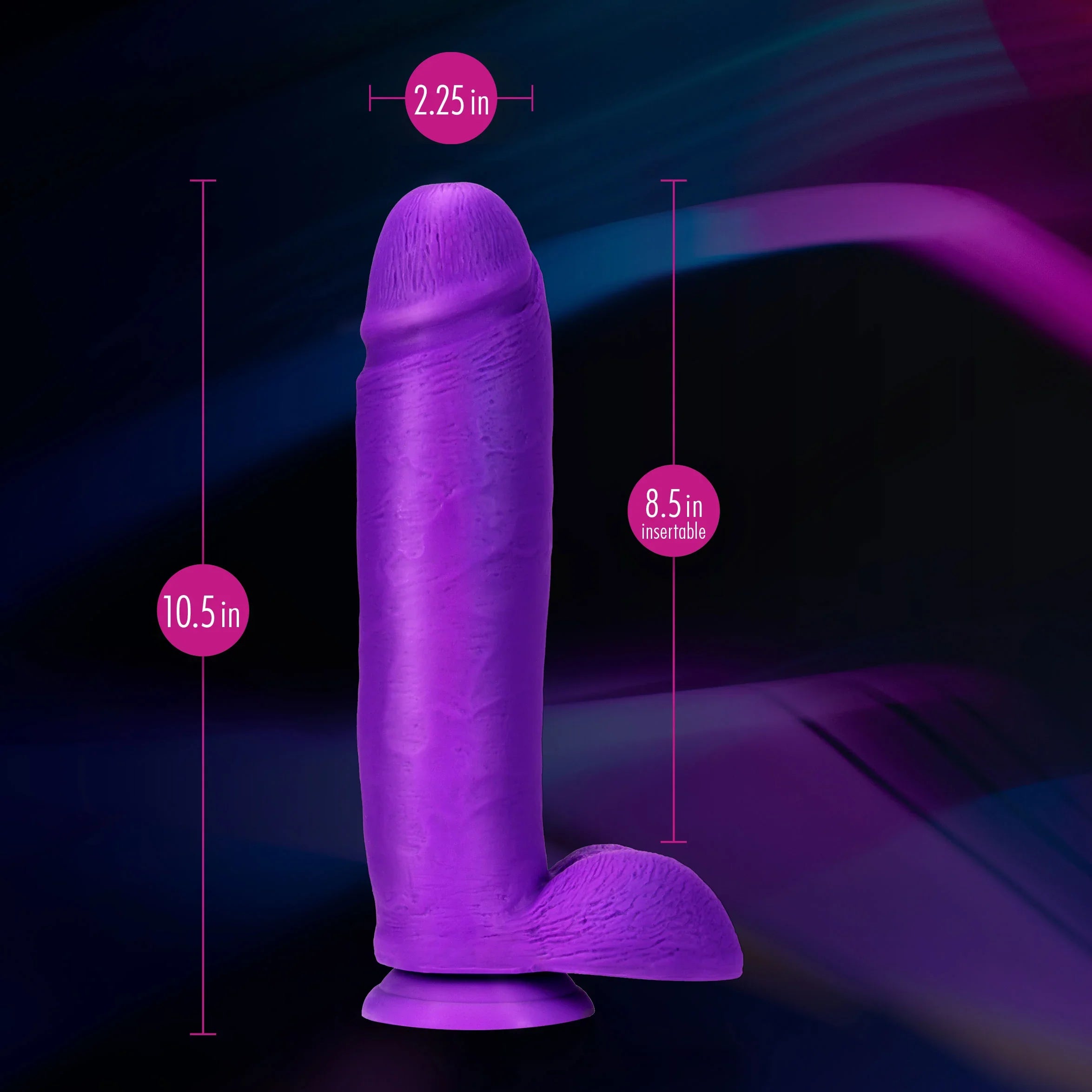 Neo Elite - 10 Inch Silicone Dual Density Cock With Balls - Neon Purple