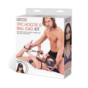 7 Pc Hogtie and Ball Gag Kit - Black - MyPleasure