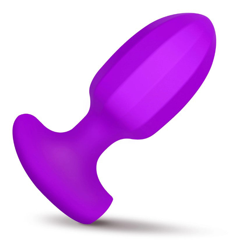 Ribbed Vibrating Silicone Butt Plug - Purple