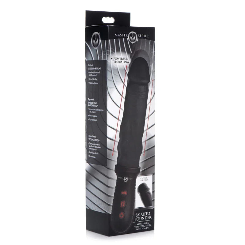 8x Auto Pounder Vibrating and Thrusting Dildo With Handle - Black - MyPleasure