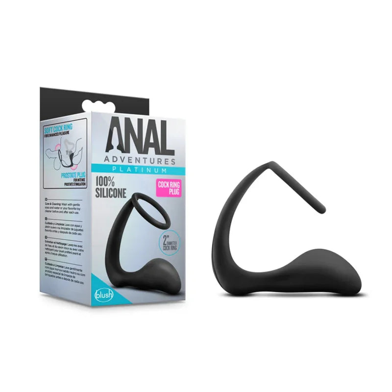 Anal Adventures - Platinum - Cock Ring Plug - Black - MyPleasure