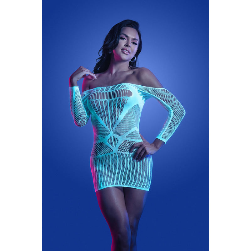 Ascension Long Sleeve Seamless Dress - One Size -  White/blue