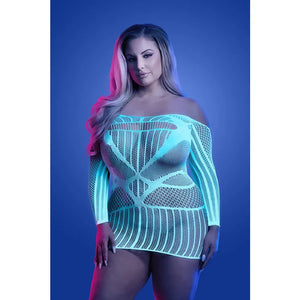 Ascension Long Sleeve Seamless Dress - Queen - White/blue