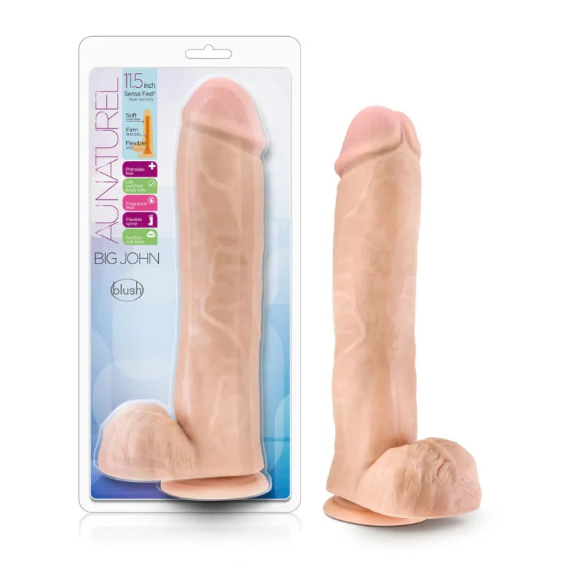 Au Naturel - Big John - 11.5 Inch Sensa Feel Dual Density Dildo - Vanilla - MyPleasure