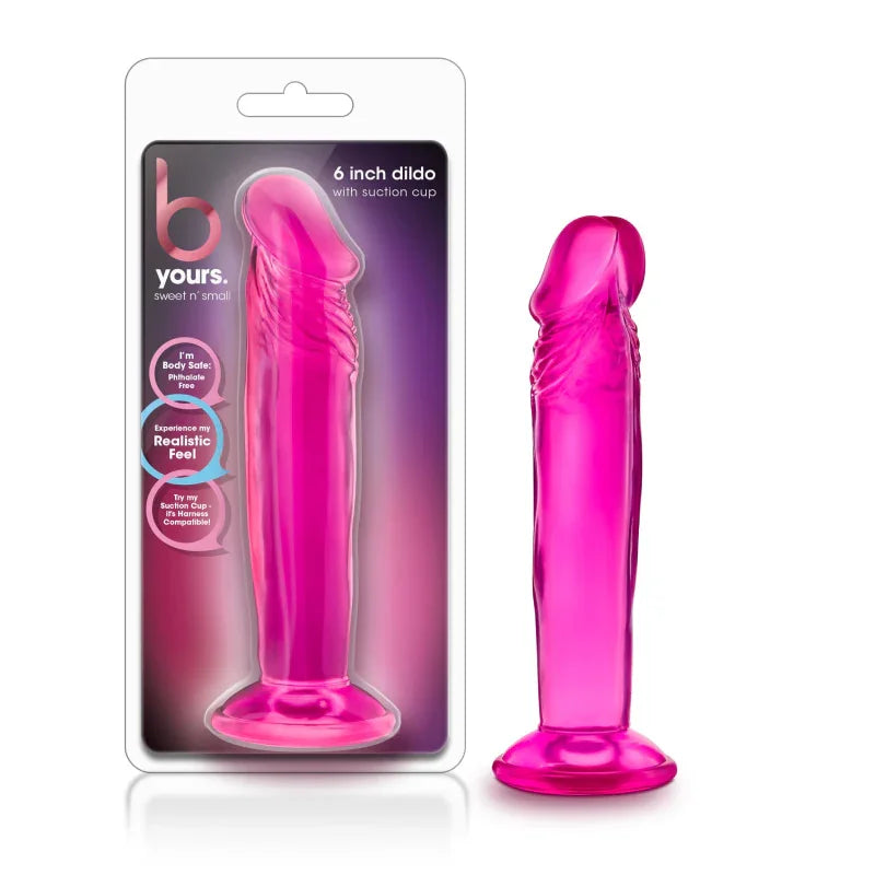 B Yours - Sweet n' Small 6 Inch Dildo With Suction Cup - Pink - MyPleasure