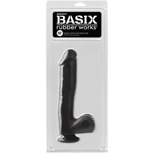 Basix Rubber Works - 10 Inch Dong With Suction Cup - Black - MyPleasure