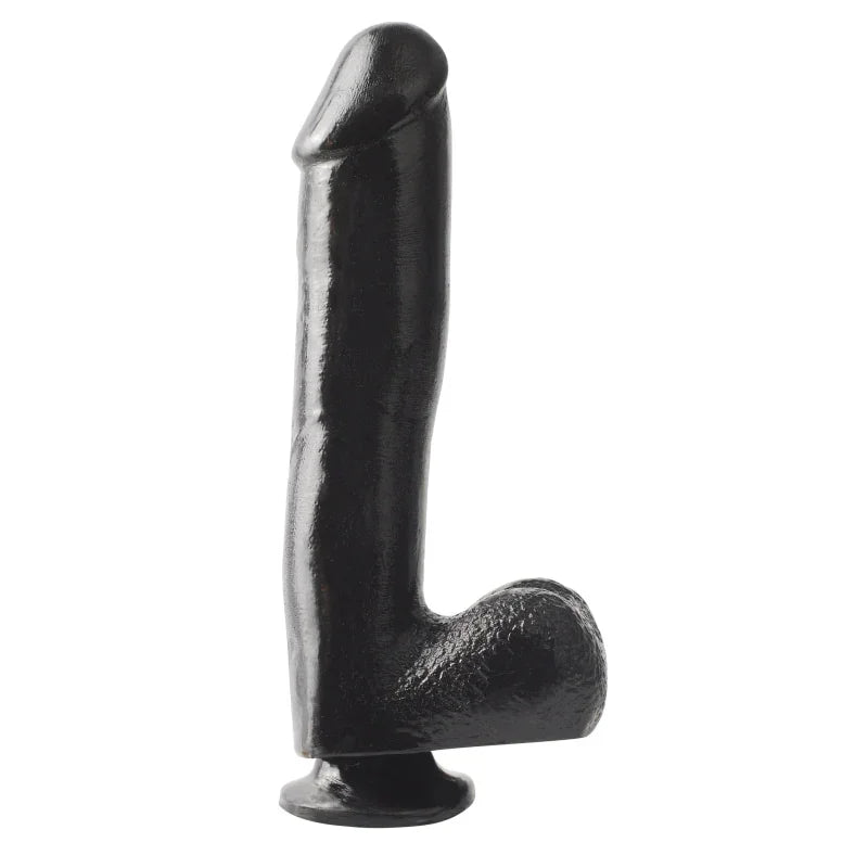 Basix Rubber Works - 10 Inch Dong With Suction Cup - Black - MyPleasure
