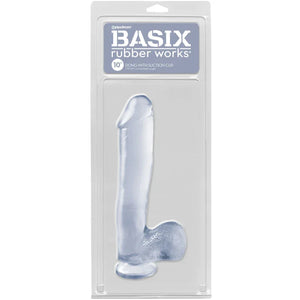 Basix Rubber Works - 10 Inch Dong With Suction Cup - Clear - MyPleasure