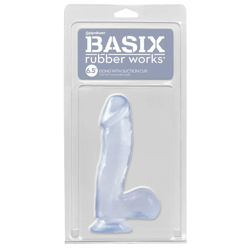 Basix Rubber Works - 6.5 Inch Dong With Suction Cup - Clear - MyPleasure