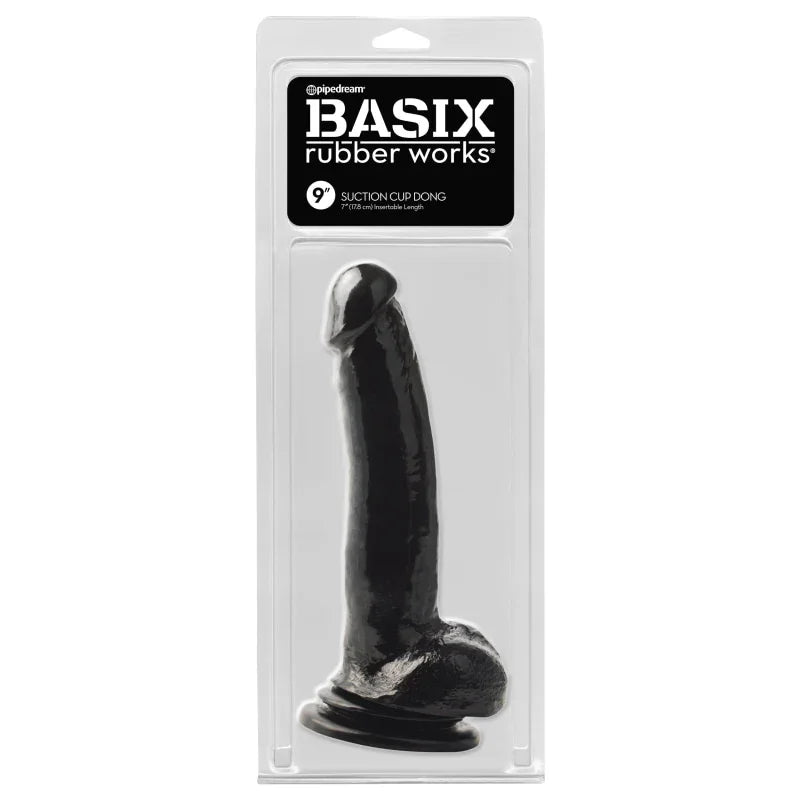 Basix Rubber Works 9 Inch Suction Cup Dong - Black - MyPleasure