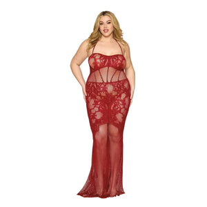 Bodystocking Gown Dmnd - One Size Queen - Red - MyPleasure