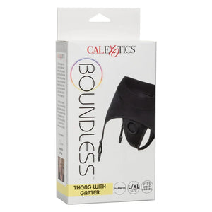 Boundless Thong With Garter - L/xl - Black - MyPleasure