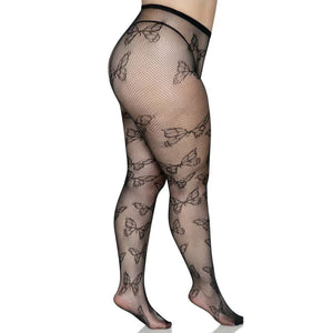 Butterfly Net Tights - 1x/2x - Black - MyPleasure