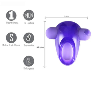 Casey Vibrating Erection Enhancer Ring - Purple - MyPleasure