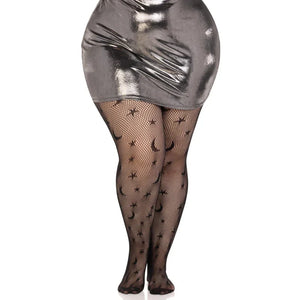 Celestial Net Tights - 1x/2x - Black - MyPleasure