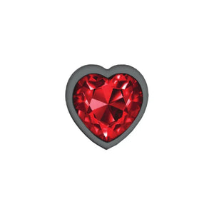 Cheeky Charms - Gunmetal Metal Butt Plug - Heart - Dark Red - Small - MyPleasure
