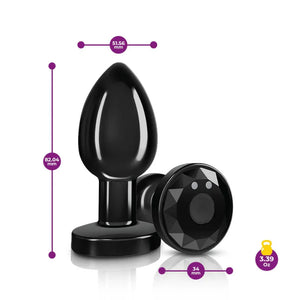 Cheeky Charms - Rechargeable Vibrating Metal Butt Plug With Remote Control - Gunmetal - Medium - Preorder Only - MyPleasure