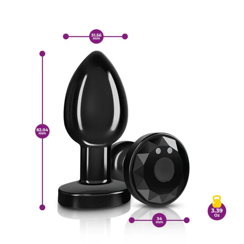 Cheeky Charms - Rechargeable Vibrating Metal Butt Plug With Remote Control - Gunmetal - Medium - Preorder Only - MyPleasure