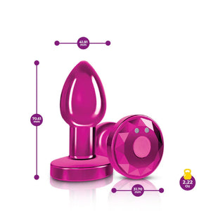 Cheeky Charms - Rechargeable Vibrating Metal Butt Plug With Remote Control - Pink - Small - Preorder Only - MyPleasure