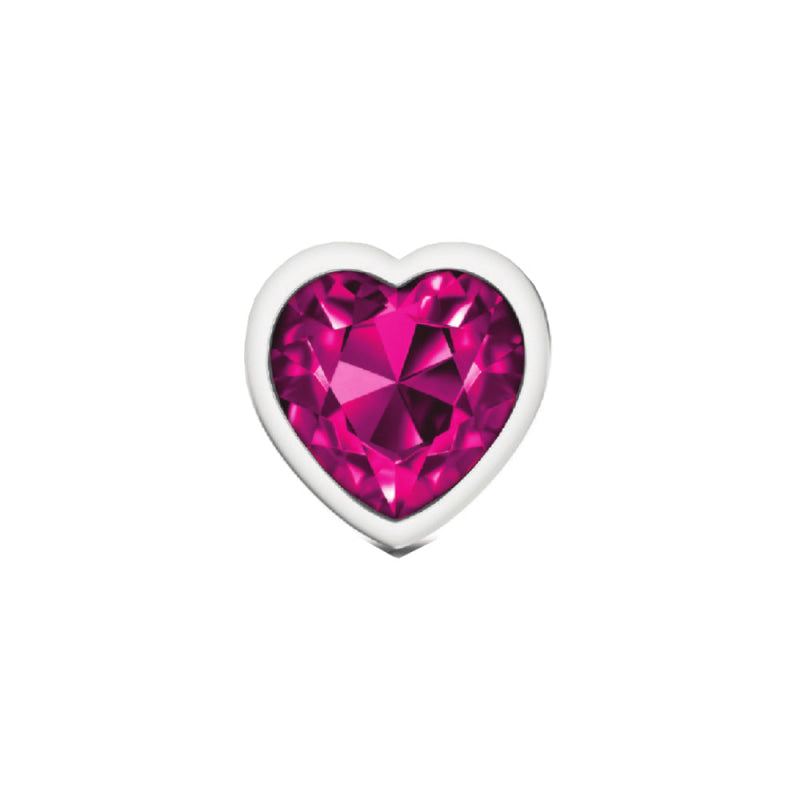 Cheeky Charms - Silver Metal Butt Plug - Heart - Bright Pink - Small