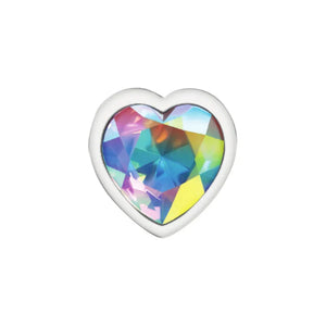 Cheeky Charms - Silver Metal Butt Plug - Heart - Clear - Large - MyPleasure