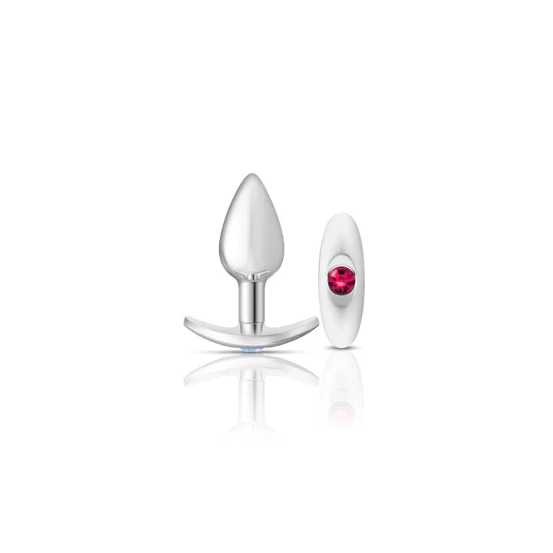 Cheeky Charms - Silver Metal Butt Plug Kit - Clear/ Bright Pink - MyPleasure