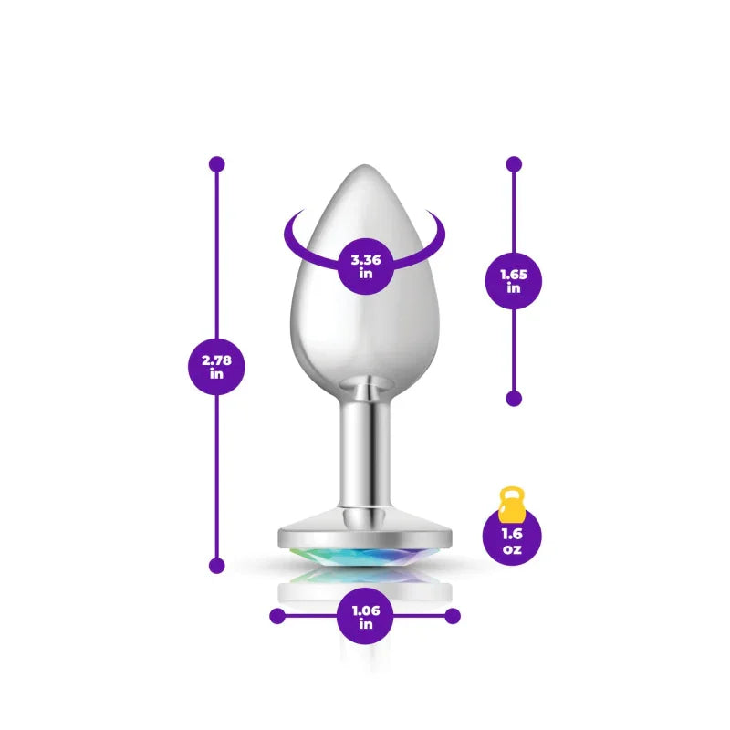 Cheeky Charms - Silver Metal Butt Plug - Round - Clear - Small - MyPleasure