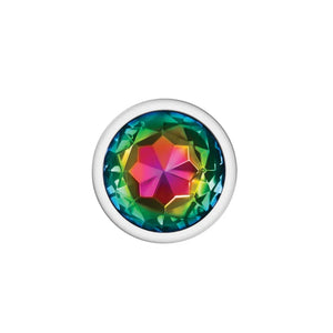 Cheeky Charms - Silver Metal Butt Plug - Round - Rainbow - Large - MyPleasure