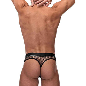 Cock Pit Net Cock Ring Thong - S/ M - Black - MyPleasure