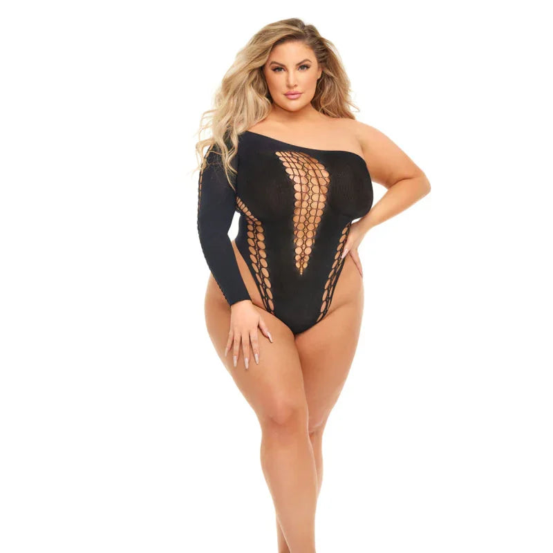 Dollar Sign Bodysuit - Queen Size - Black - MyPleasure