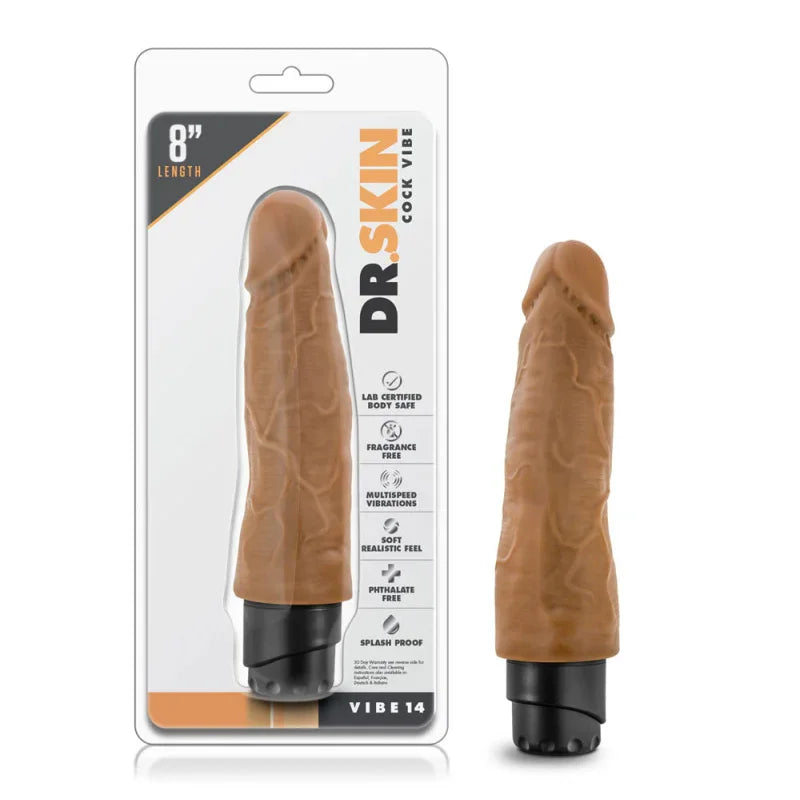 Dr. Skin - Cock Vibe 14 - 8 Inch Vibrating Cock - Mocha - MyPleasure