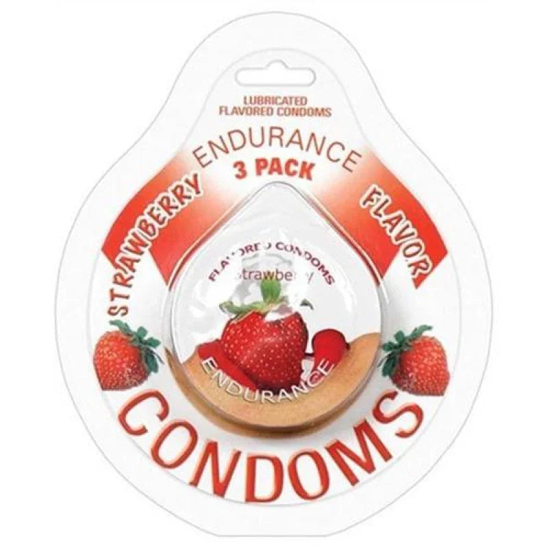 Endurance Condoms - Strawberry - 3 Pack - MyPleasure