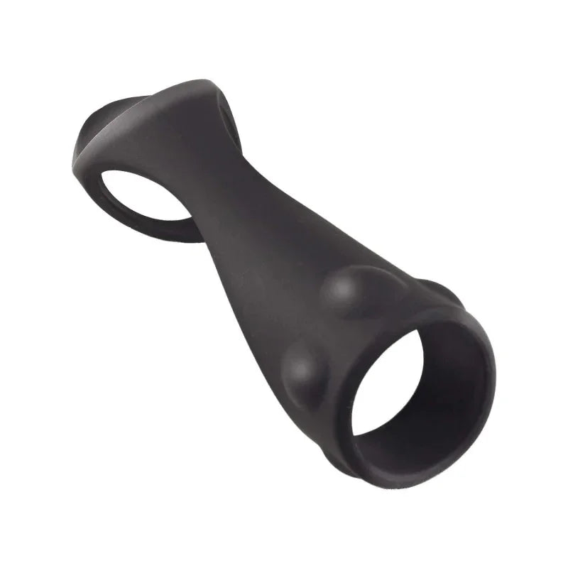 Enhancer Textured Cock Strap and Ball Stretcher - Black - MyPleasure