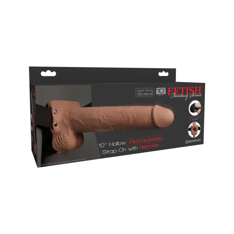 Fetish Fantasy Series 10" Hollow Rechargeable Strap-on With Remote - Tan - MyPleasure
