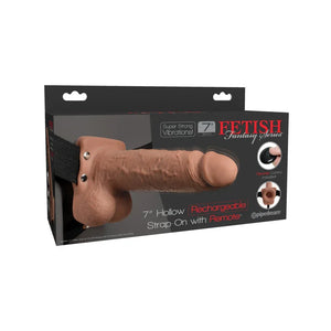 Fetish Fantasy Series 7" Hollow Rechargeable Strap-on With Remote - Tan - MyPleasure